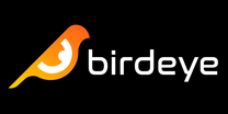 the birdeye logo on a black background