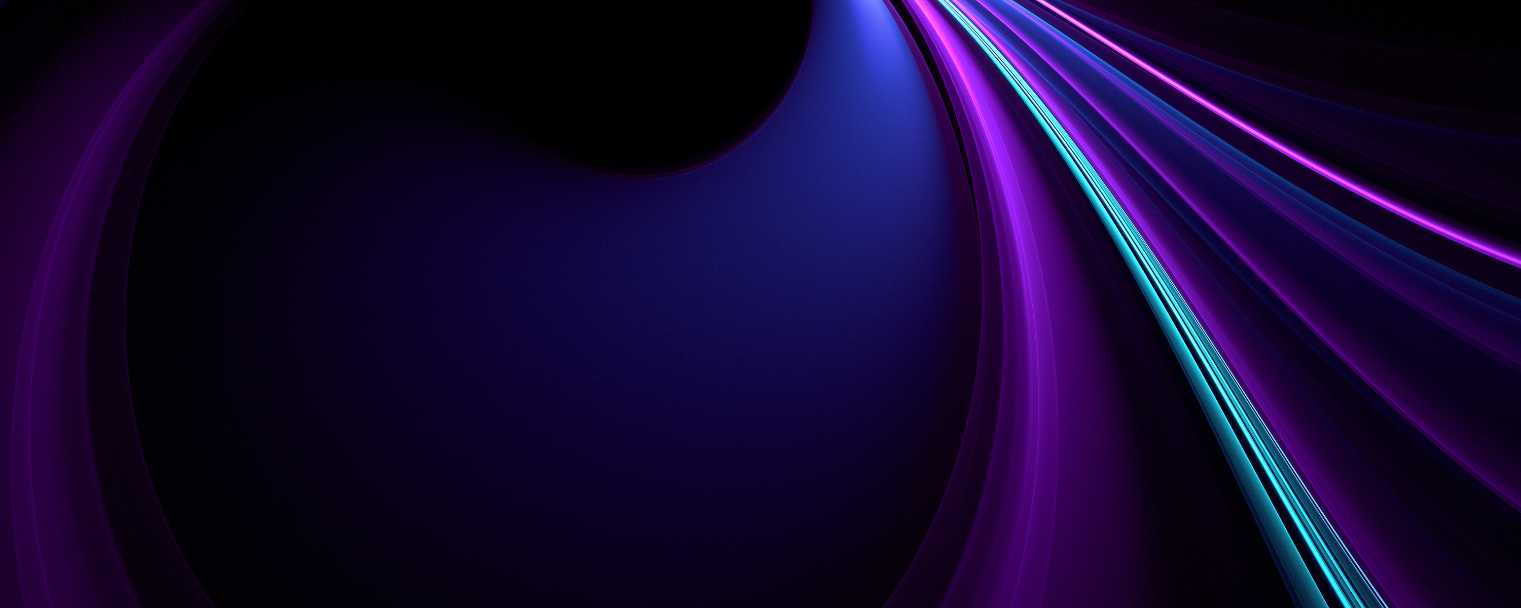 Curved Blue and Purple Lights in a Black Background